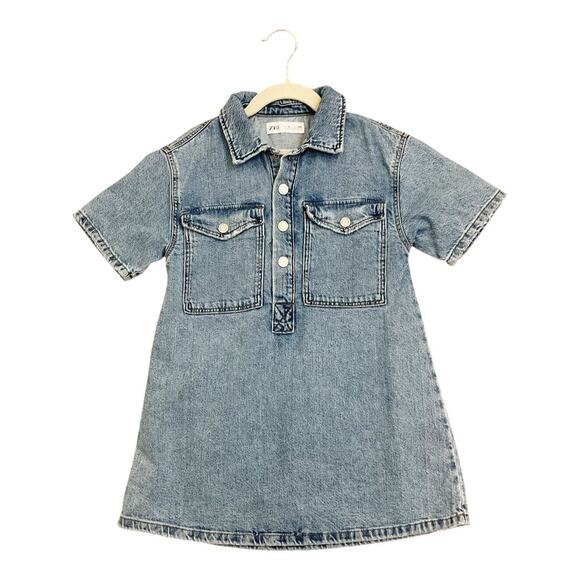 Zara Girls Short Denim Dress with Pockets Size 9 - Picture 7 of 8